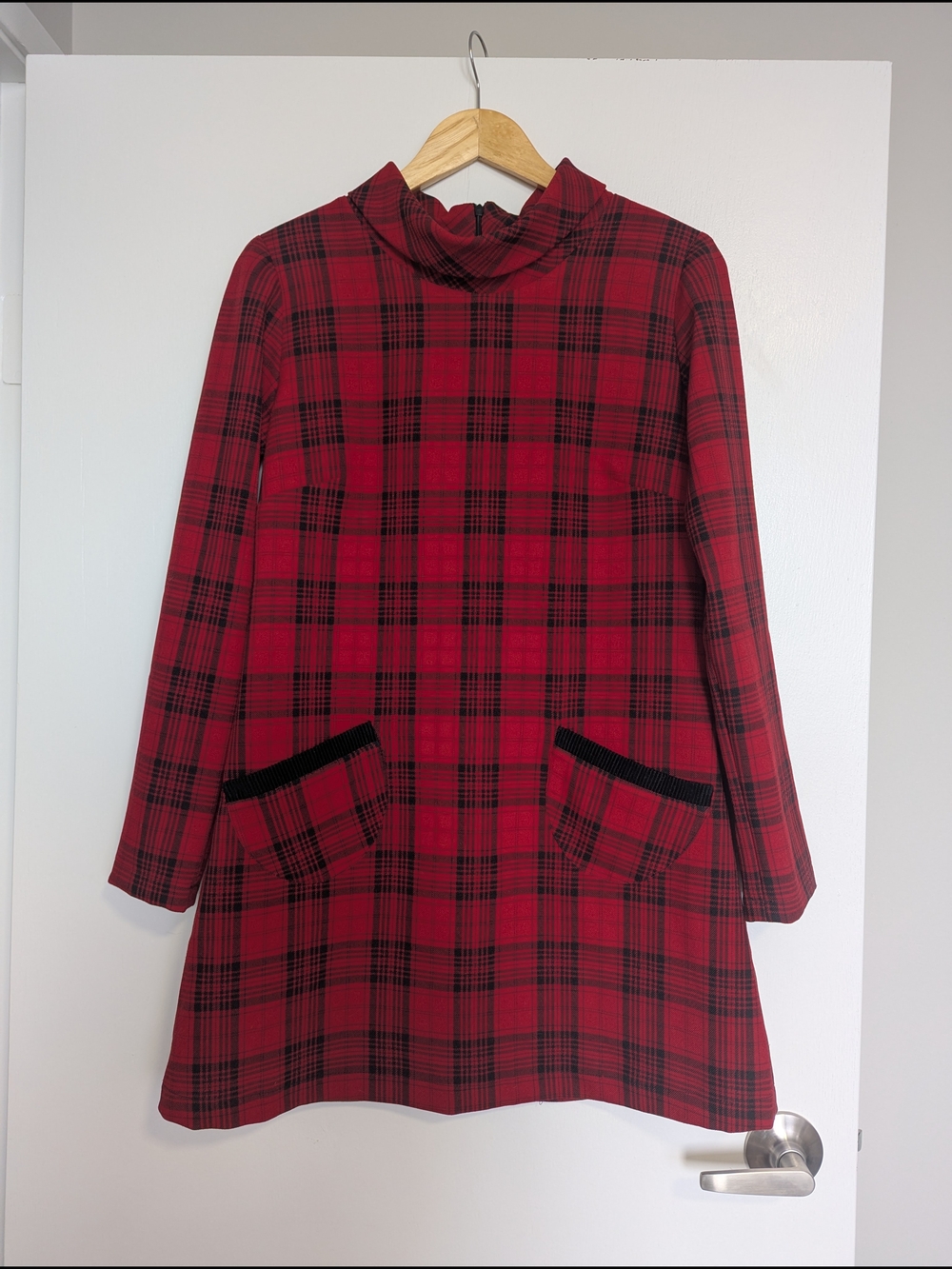 Lili Má Red Tartan Plaid Mod Mini Dress with Pockets - Size Small (P)